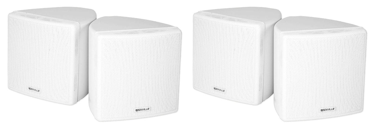 Restaurant White 3.5" Swivel Mount Wall 70v 4 Speakers Cube Rockville Commercial