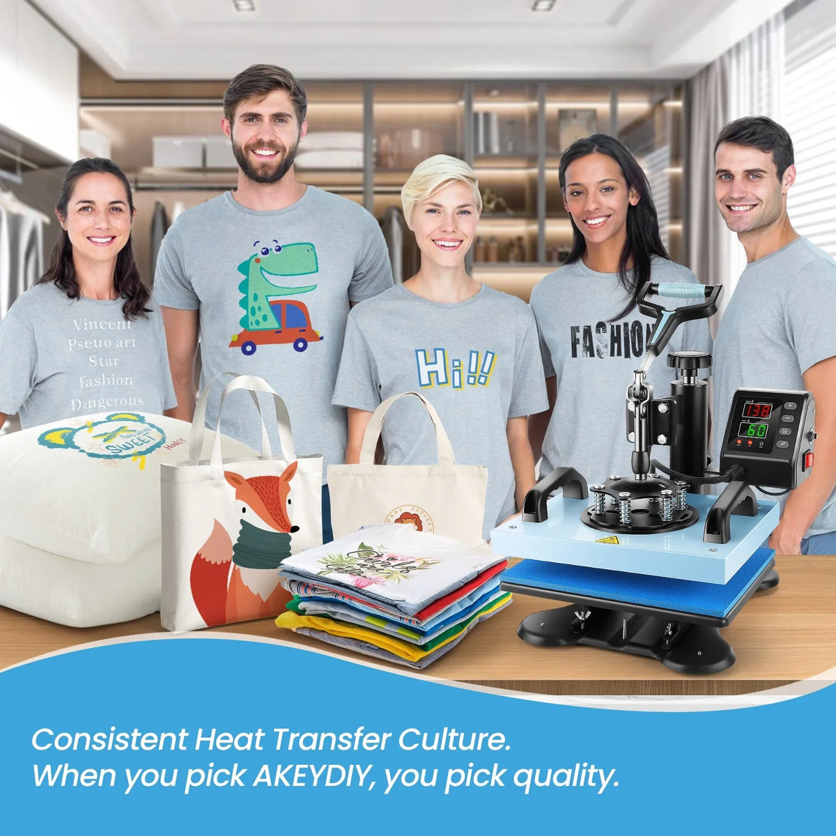 Printing Digital Degree 360 Transfer Sublimation, Away Precise Machine with T-shirts, Qhomic DIY Machine Control LCD Bags, Printing Heat 12x10in Swivel Tote Press Heat Mats for Transfer
