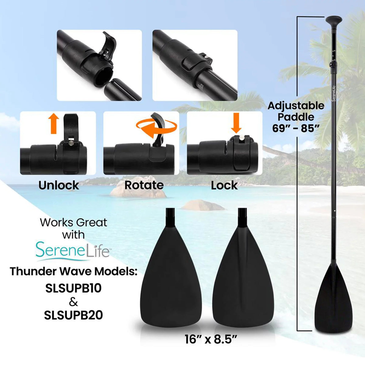 Height Oar Boards Serenelife with Up Universal Adjustable Paddle for Stand