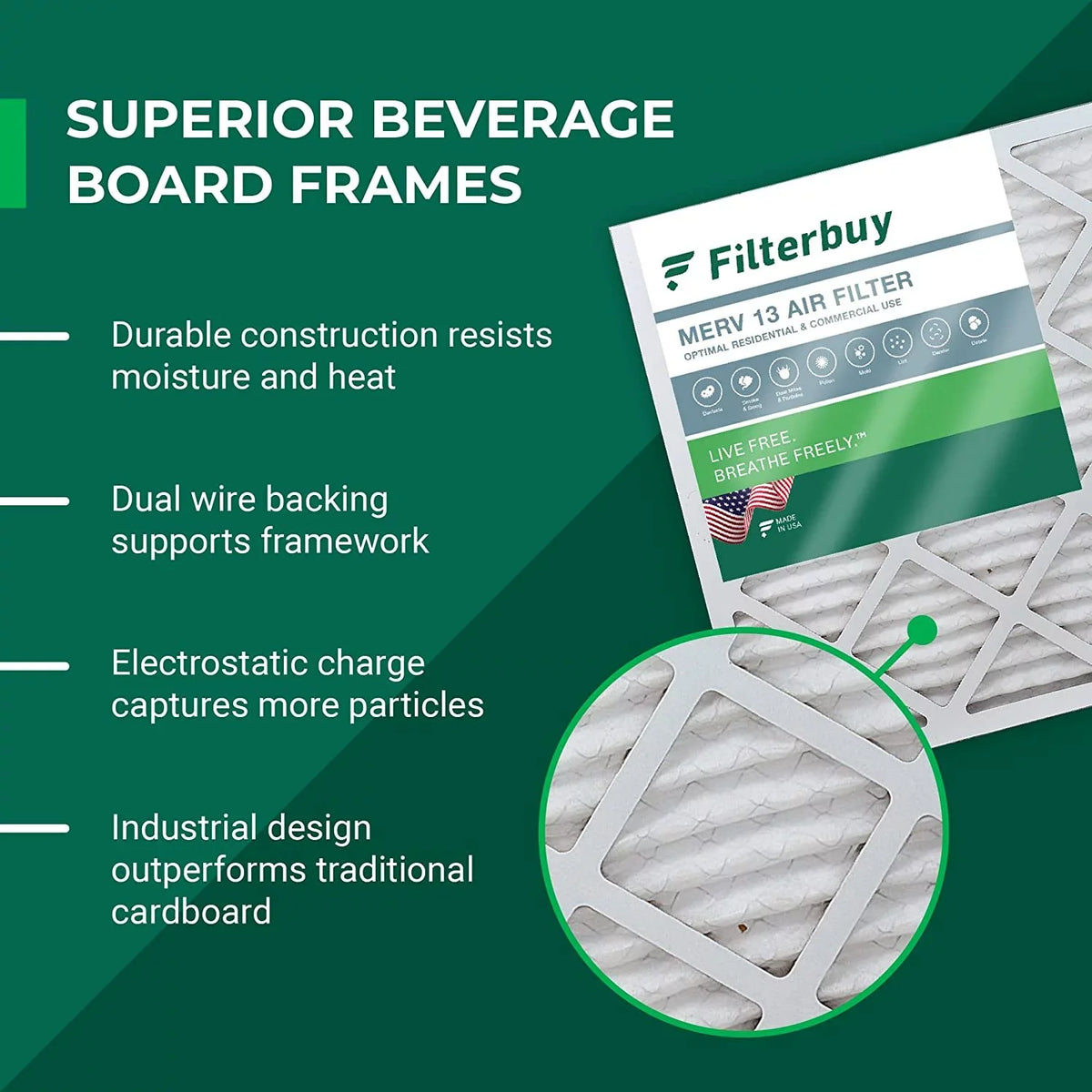 Filters 13 Pleated 18x25x2 MERV Filterbuy Furnace Air (1-Pack) HVAC AC