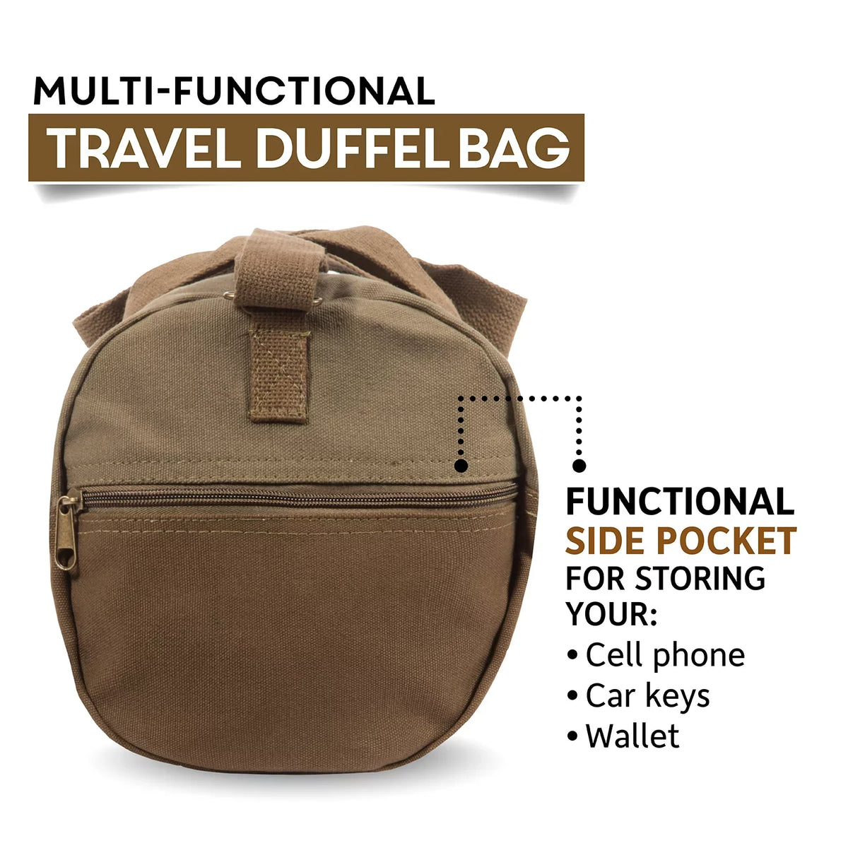 F Brown Duffel Up the Sport Travel Beard Two 19" Bag Weekender Canvas Tone