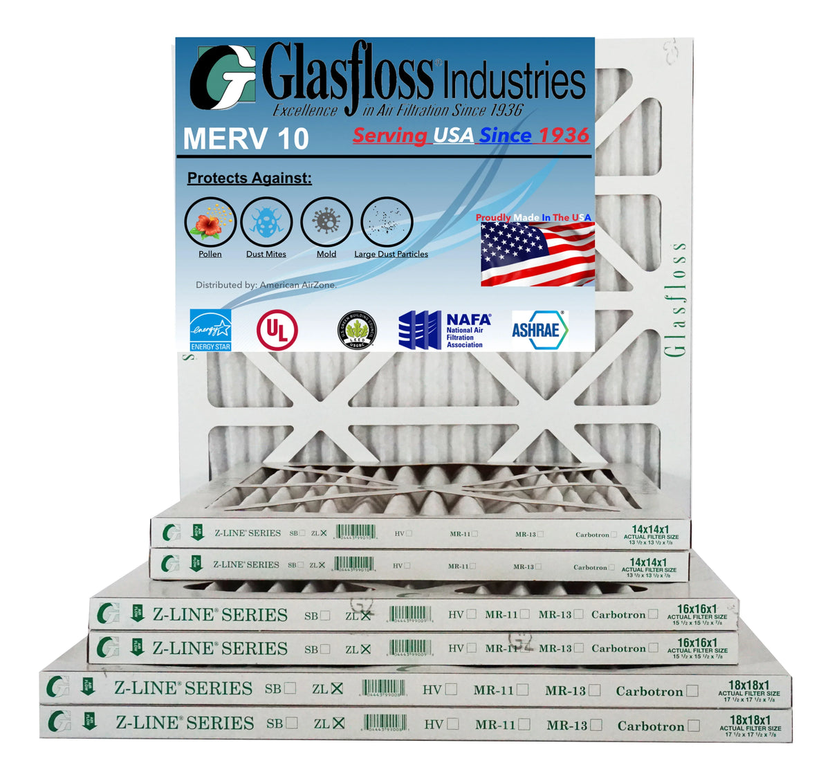 Air - - Office Glasfloss Home (Pack of HVAC 16x16x2 - - Made Filter AC or 6) 10 In USA. - Filter Furnace 2" - Filter Air Air or MERV The Pleated