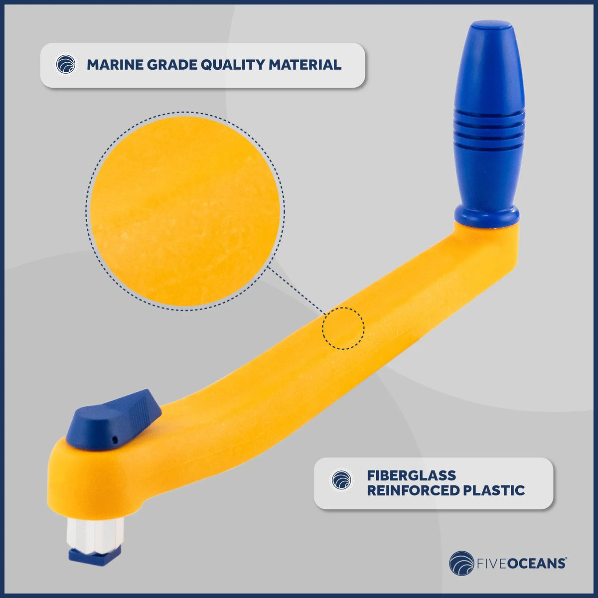 and Handle, Oceans and Winch Lightweight Universal Handle, 8" - Blue, Plastic Reinforced 2-Pack Strong, Winch Fiberglass Five Orange FO86-M2 Sailboat Floating Mechanism, Lock?in