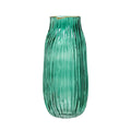 Elegant Green Textured Glass Vase with Gold Accents