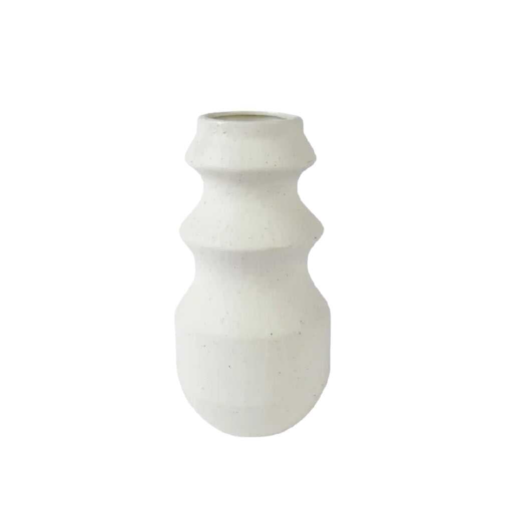 Modern Minimalist White Ceramic Vase with Unique Curved Design