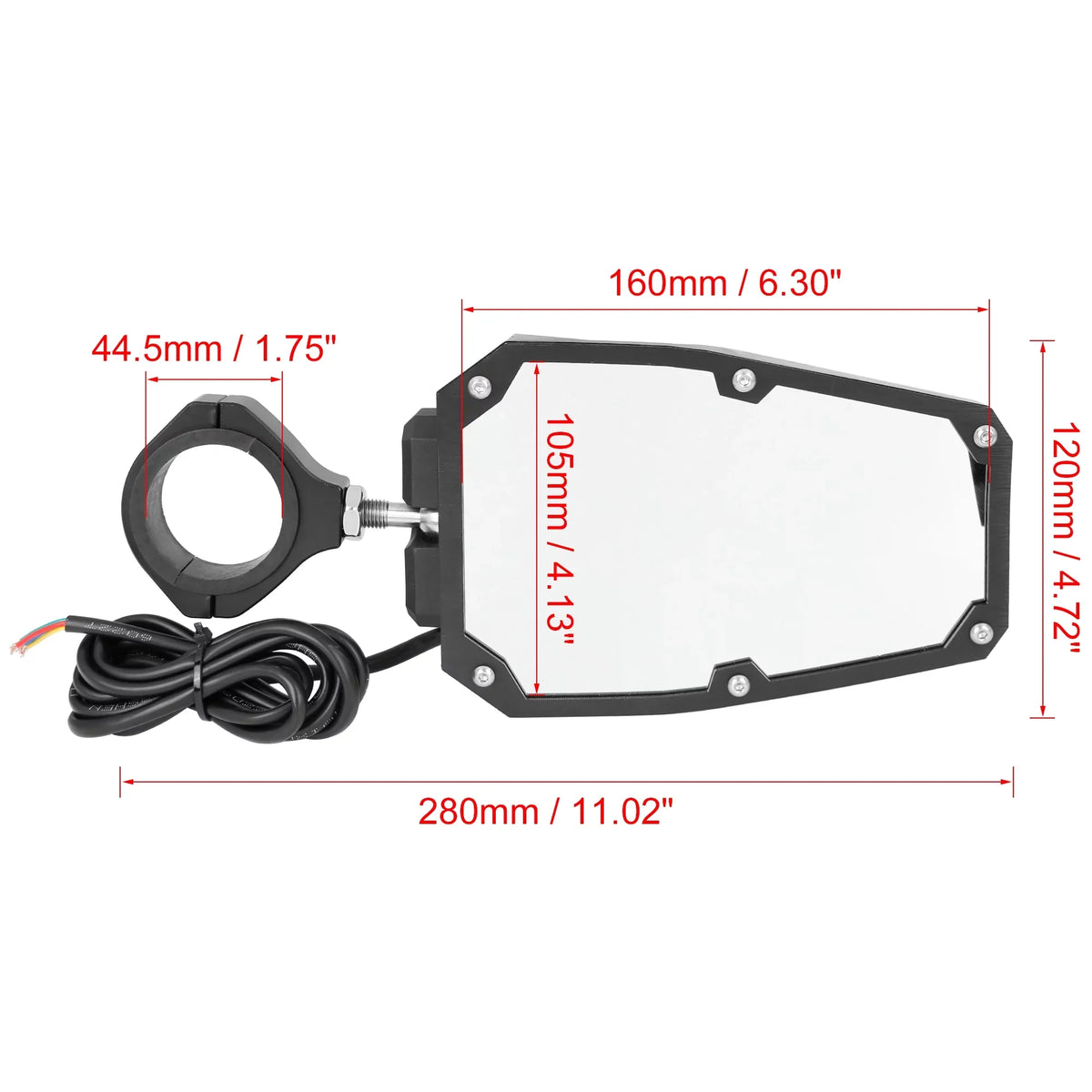 Round Black Yamaha UTV Cage Bargains 6.3" View Rear Light 1.75" Unique for Pair w Roll Mirror