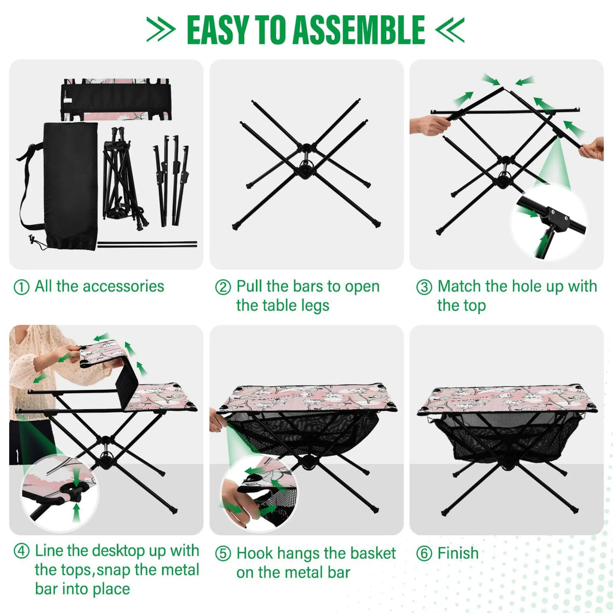 Compact Bag Portable Table Outdoor Abstract Storage Fishing with Travel Beach for Table Table Roses Folding Camping Flowers BBQ Picnic