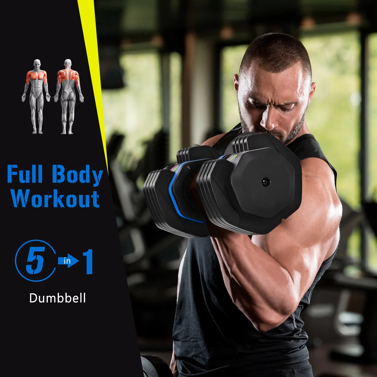 Dumbbell Handle Workout 55lb Set for with with Fast Turning by Full Dumbbell of - Body Anti-Slip x2 Weight Tray, Exercise 2 Fitness Suitable Dumbbell Adjust Adjustable Handle,