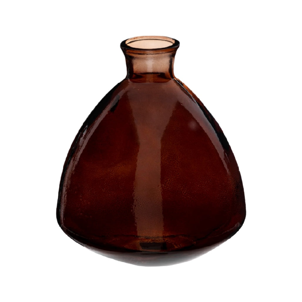 Elegant Brown Glass Vase - Unique Decorative Home Accent