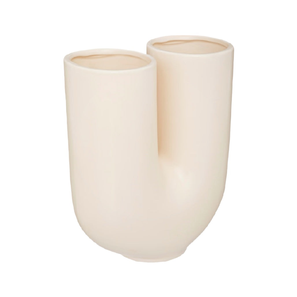 Unique Double Opening Ceramic Vase - Modern Minimalist Design