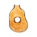 Modern Amber Glass Vase with Unique Cutout Design**