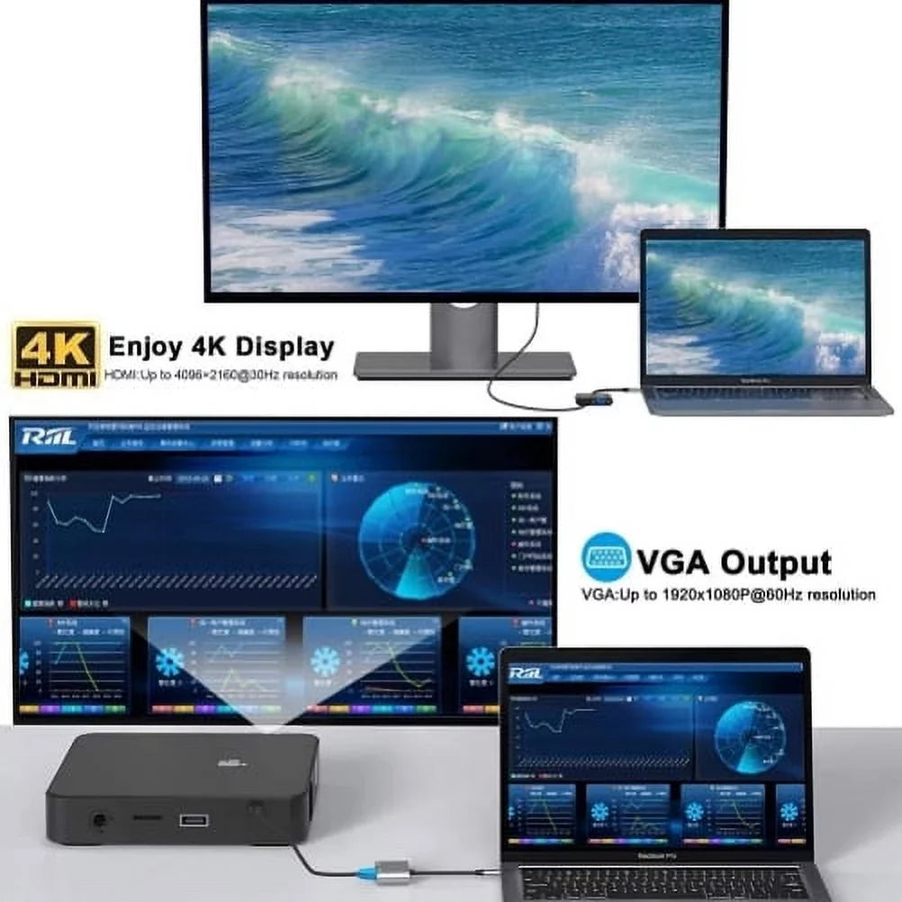 for Splitter S8/S9/FE/Plus USB-C Cable Video Tab - TV Video to HDTV Projector Samsung Galaxy Adapter VGA Hub HDTV Converter Tablets