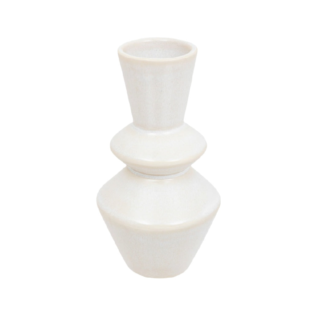 **Elegant White Ceramic Decorative Vase - Contemporary Design**