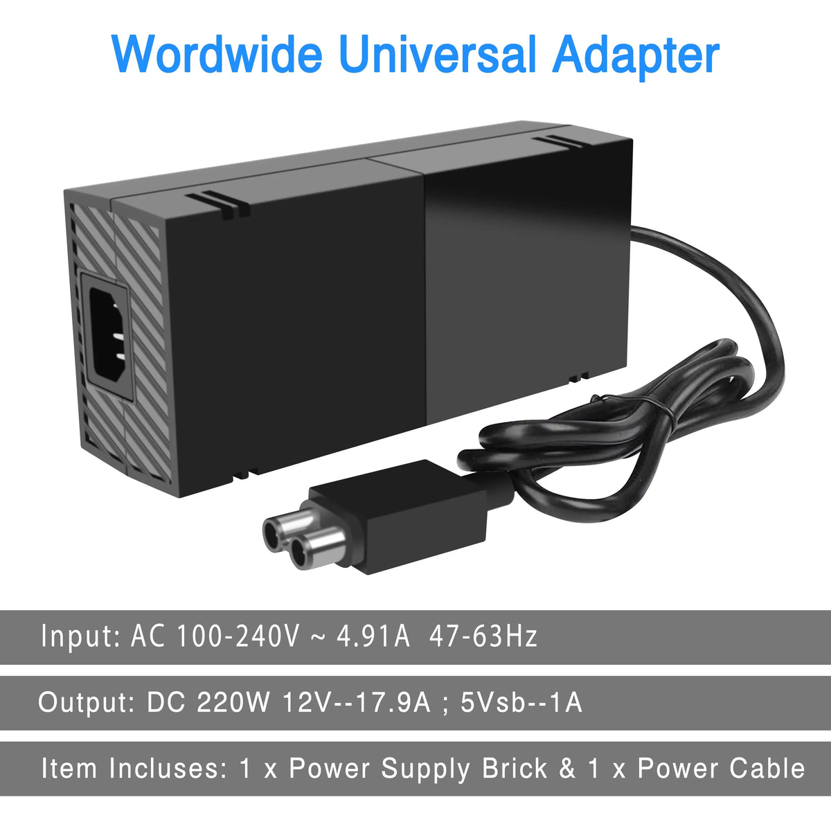 One for Supply [220W Cool with Brick Console Game Cord, 12V Low Xbox Power Noise 17.9A] NATNO Power and