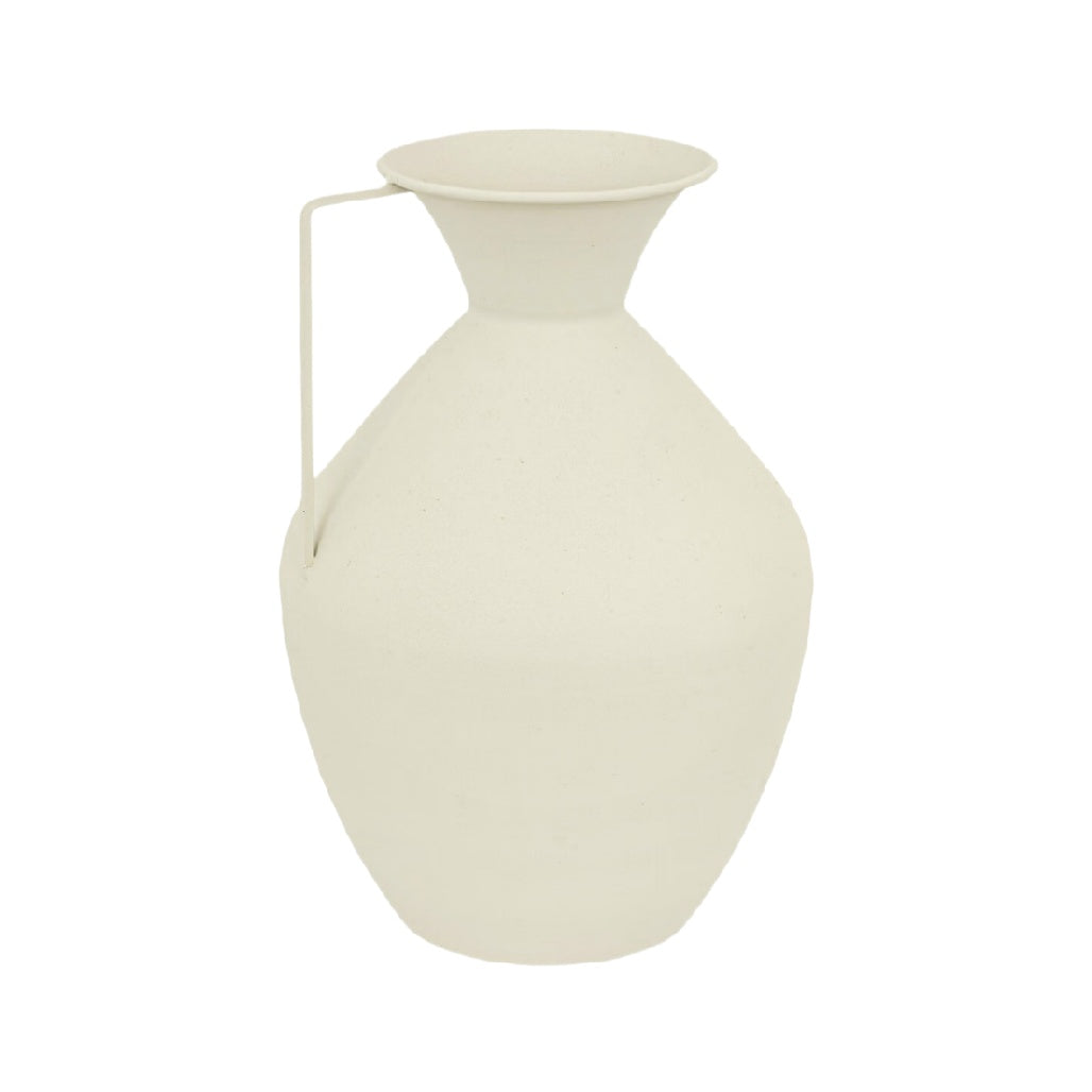 Modern Minimalist White Ceramic Vase with Handle - Elegant Decorative Accent
