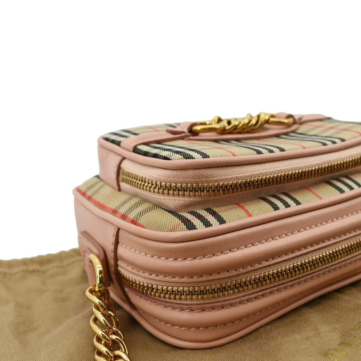 Knight Light Bag Pink Camera Check Link Crossbody BURBERRY Pre-owned 1983
