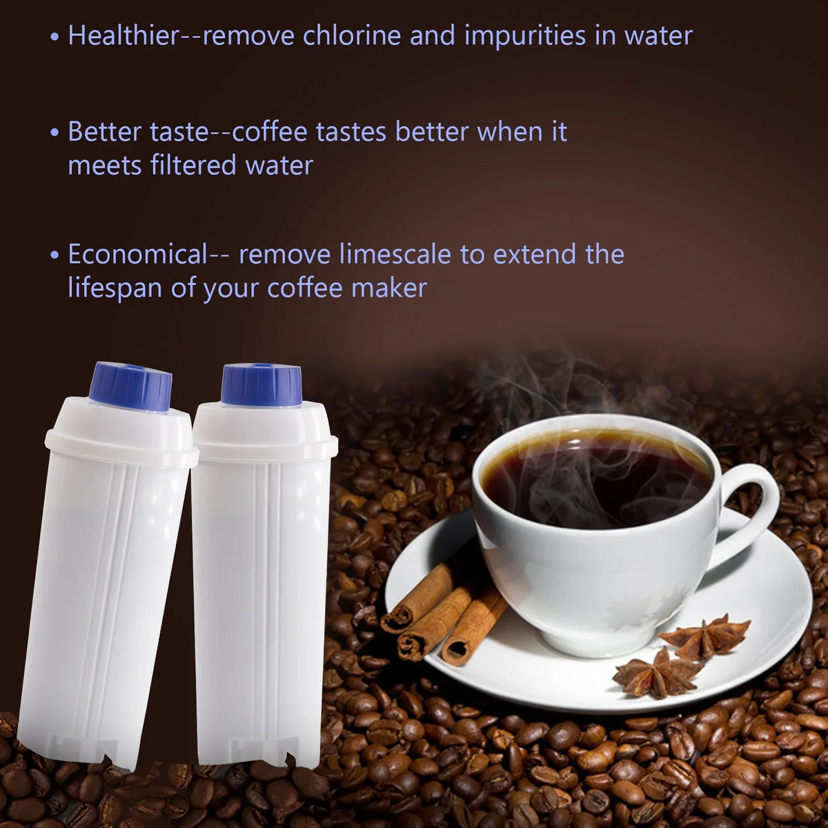 Purify Compatible Water Accessory, 4Pcs Element Coffee Delonghi Anself Filter with C002, Cartridge Filter DSL Replacement Machine