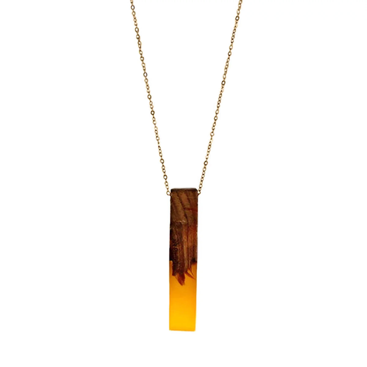 Pendant Blue Women Bar for Vertical Gift Yellow Wooden Wood Necklace Inc | Resin Box Anniversary Boutique