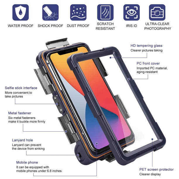 UrbanX Up Underwater Swimming [15m/50ft] Protective all for Housing Video Diving LCD Surfing Photo Case Snorkeling with Waterproof Professional Phones Lanyard Inch 6.9 to And Sharp Z2