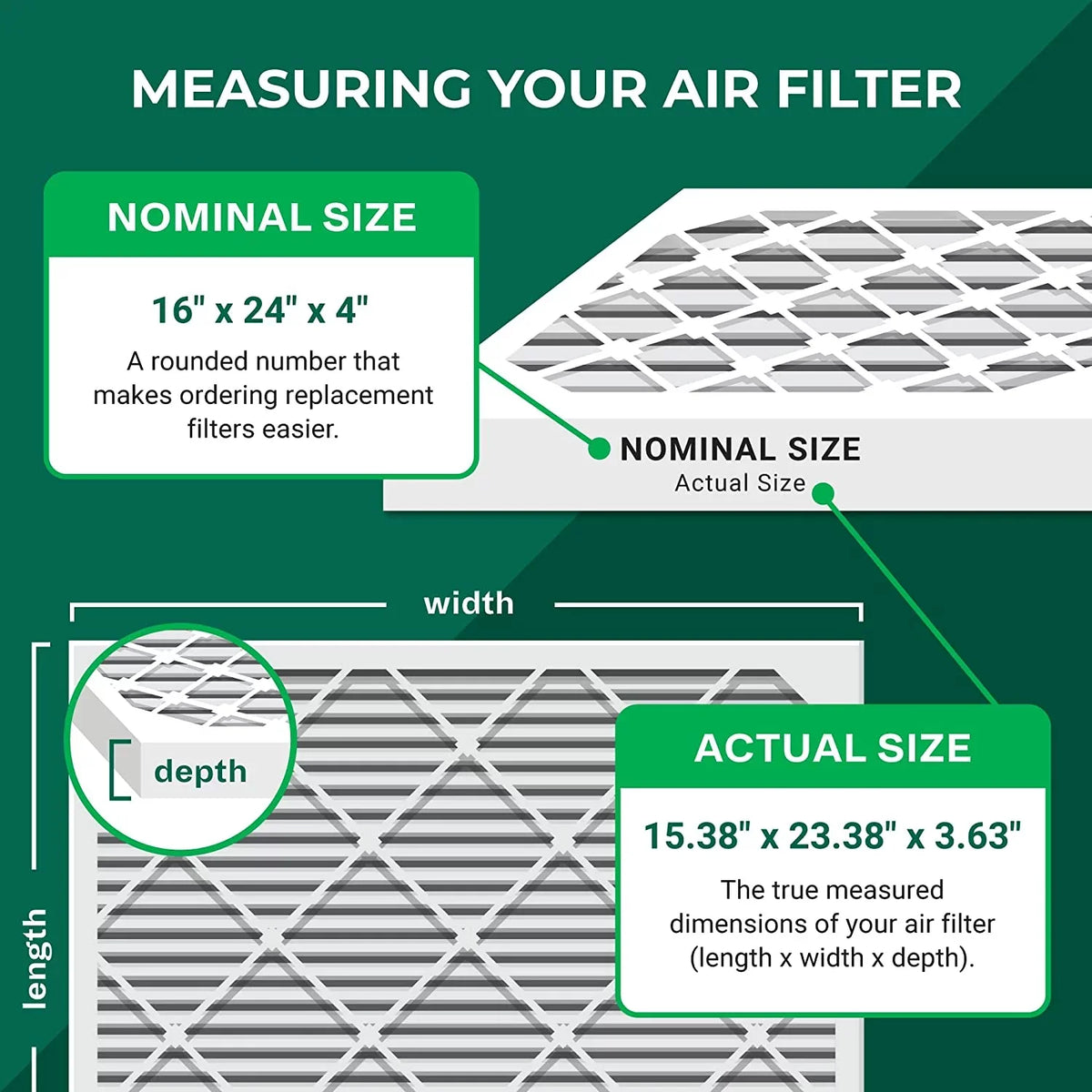 MERV Pleated (6-Pack) 16x24x4 8 Filterbuy AC Filters HVAC Air Furnace