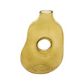 Unique Yellow Glass Vase with Circular Opening