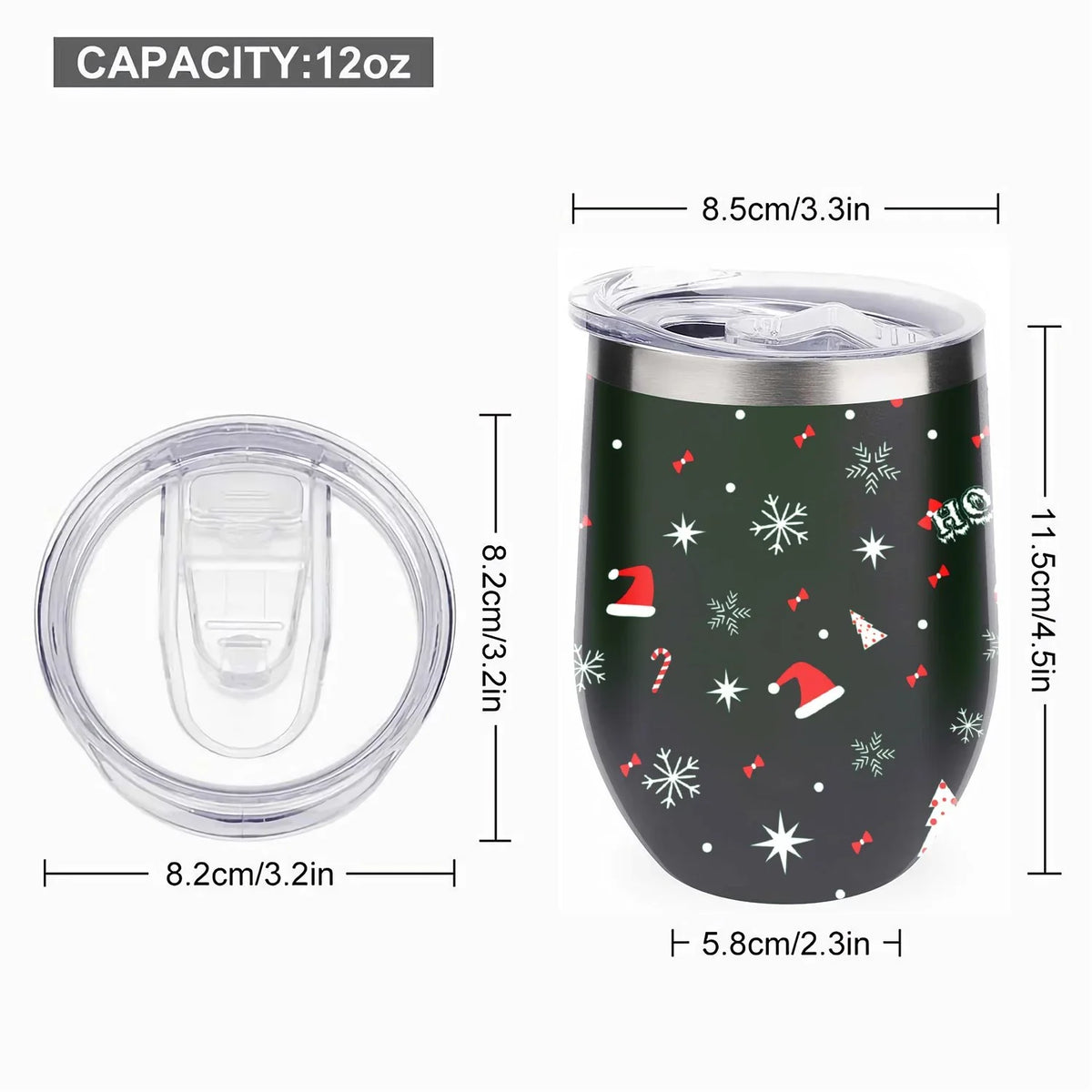 12oz Red Insulated Shape Wine Cups Insulation Christmas with Green Cup Stainless U Steel 304 Layer Cup Tree Tumbler Hidove Cup Lid, with Cups, Big Color and Vacuum Belly Double Eggshell