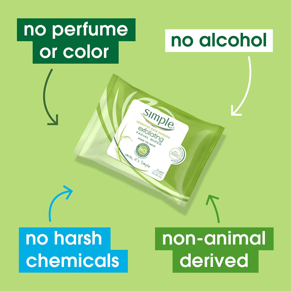 Skin (Pack Of Gentle And Free Exfoliating Wipes Makeup Chemicals, Count Artificial Color Cleansing Simple Perfume And Dye, To Effective Remover Harsh 4) And From 25 Kind