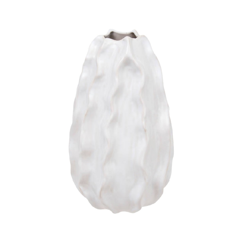 White Textured Ceramic Vase - Elegant Home Decor Accessory