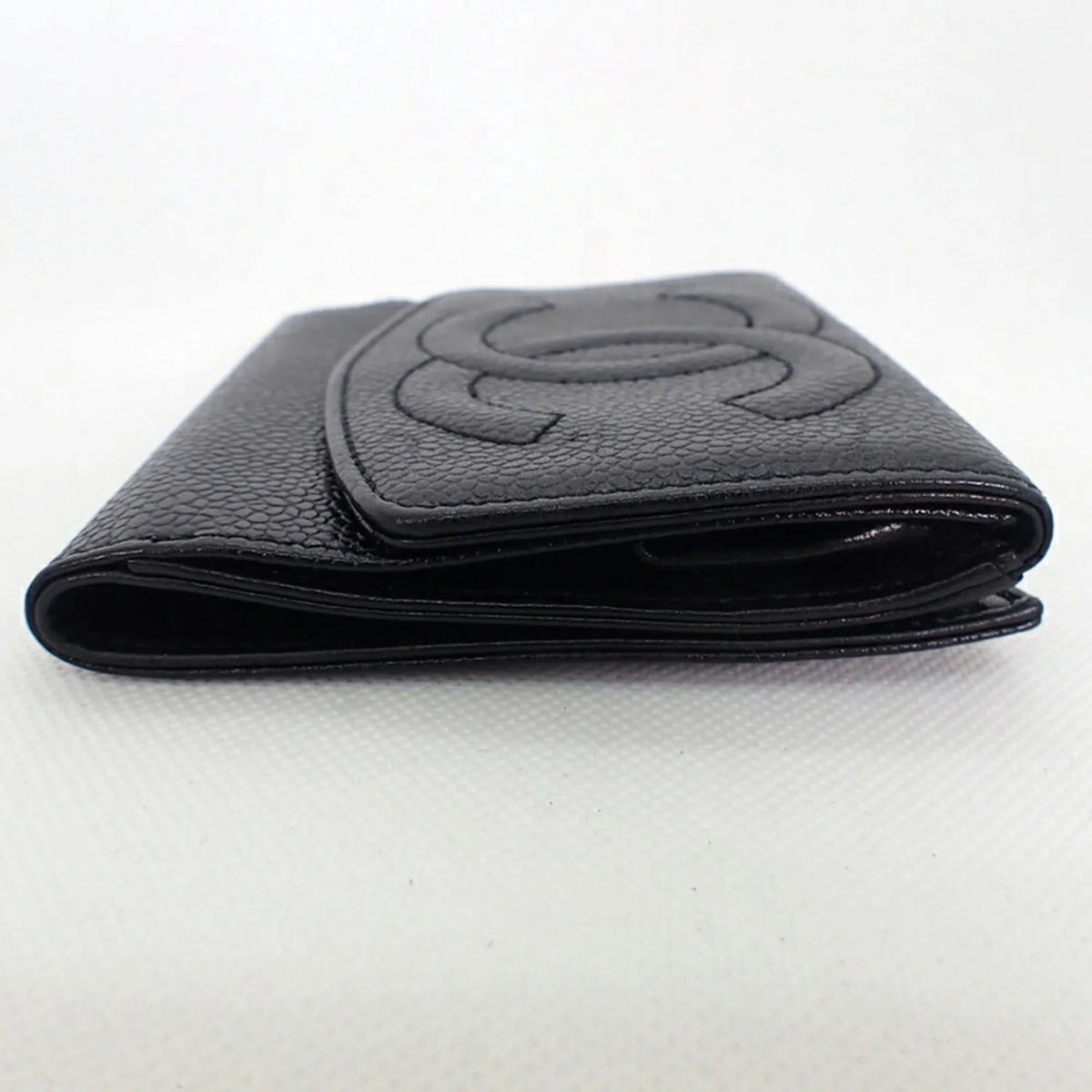 wallet Chanel black Pre-Owned skin CHANEL (Good) trifold caviar