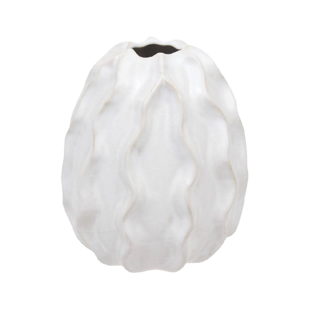 Elegant White Textured Ceramic Vase – Modern Home Décor Accent
