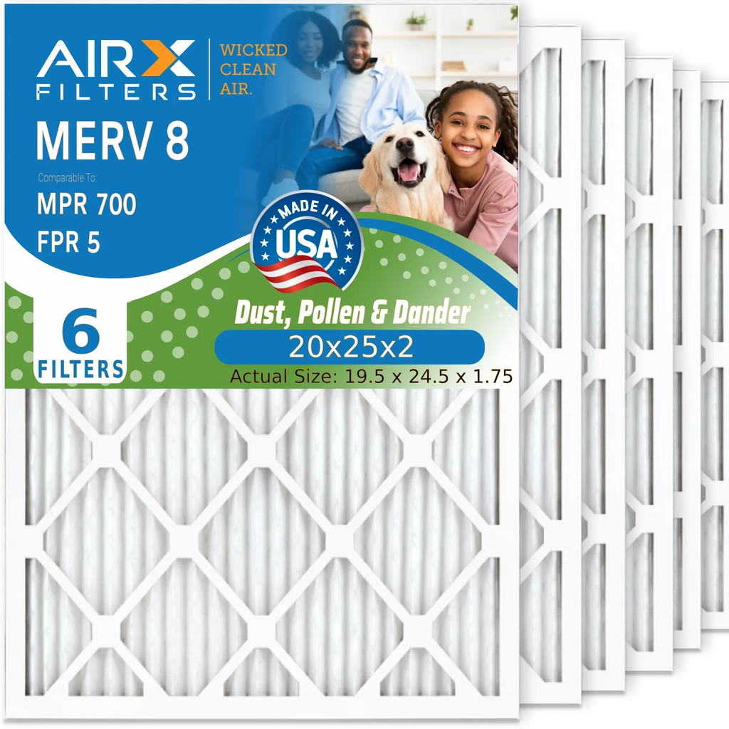 & 8 Pleated FILTERS Comparable USA MPR by 700 HVAC Made CLEAN MERV Air Premium Filter 20x25x2 AIR. Filters 20x25x2 Air FPR AC WICKED Filter Electrostatic Conditioner to 5 Pack Furnace 6 AIRX