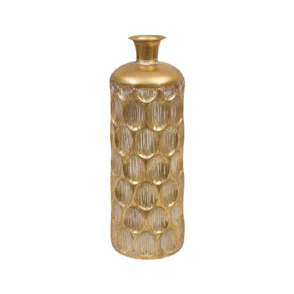 Elegant Gold Textured Glass Vase - Decorative Home Accent
