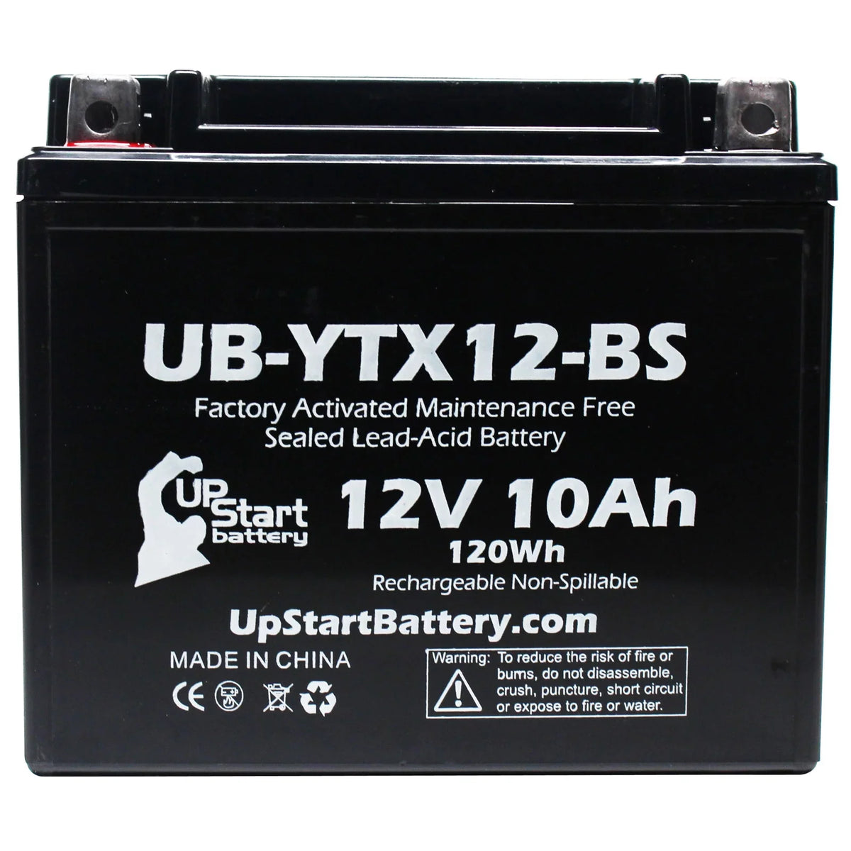 UB-YTX12-BS Motorcycle Battery - CC 1000 10Ah, UpStart Suzuki Factory Activated, GSX-R1000 Replacement 12V, Free, 2001 Maintenance Battery 2-Pack