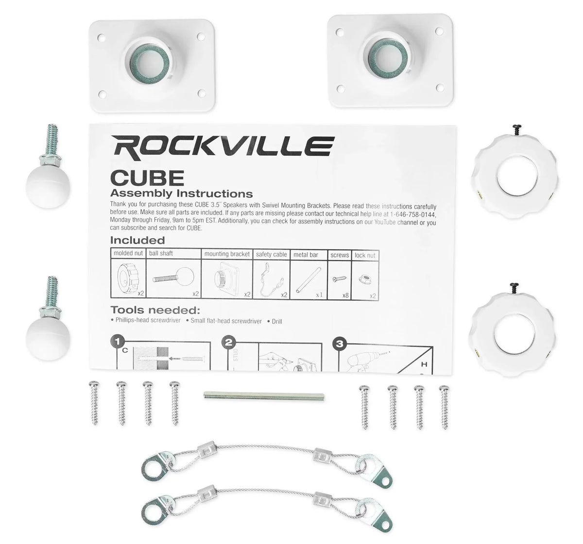 Restaurant White 3.5" Swivel Mount Wall 70v 4 Speakers Cube Rockville Commercial
