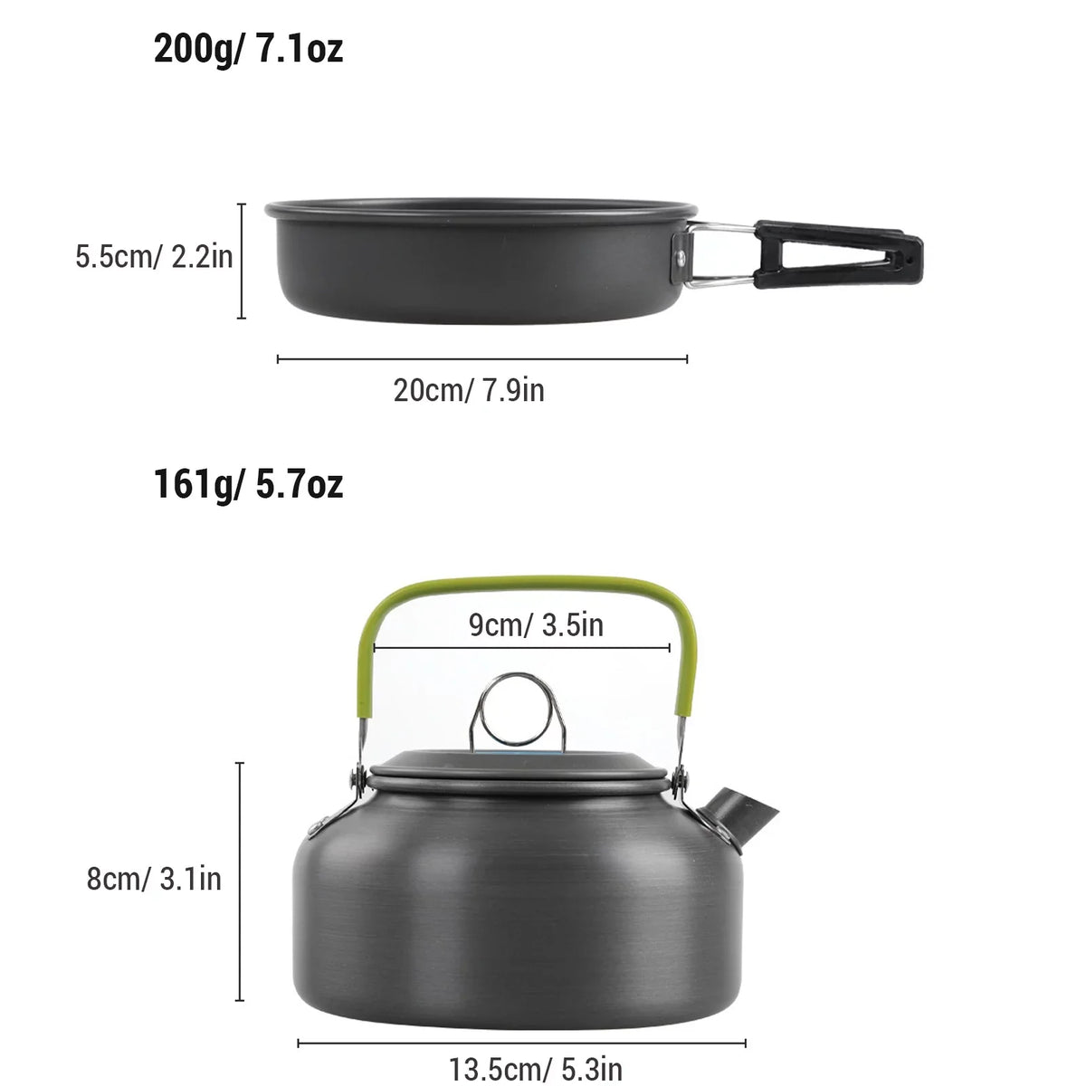 Pan Non-Stick Lixada with Camping Kettle Pot Mess Set Kit Backpacking Cookware Hiking