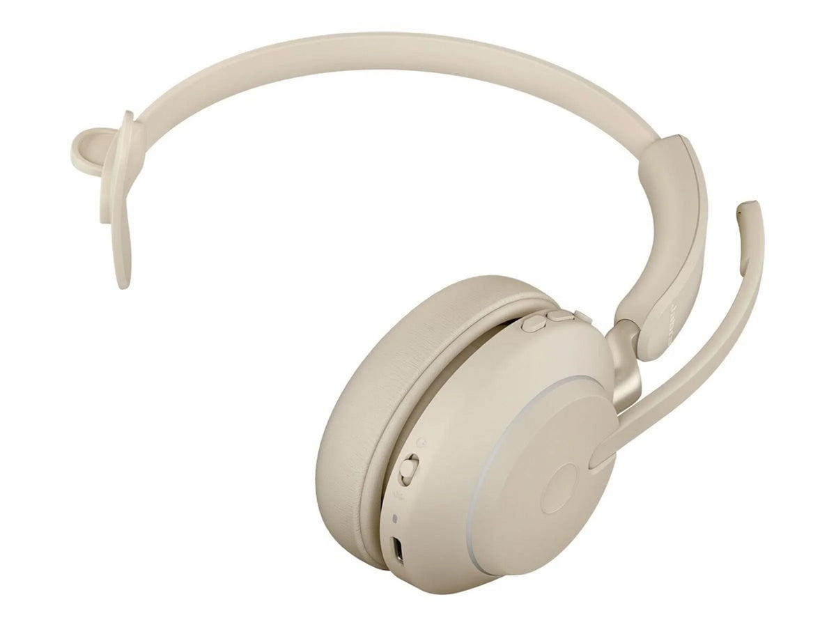 '- - wireless 65 - - USB-C Jabra convertible UC - noise stand with charging on-ear Evolve2 beige - Mono isolating Headset - Bluetooth - -