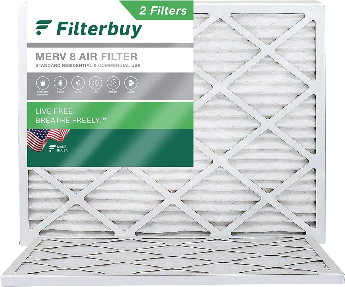22x24x1 Filterbuy HVAC Pleated Furnace 8 MERV Air (2-Pack) AC Filters