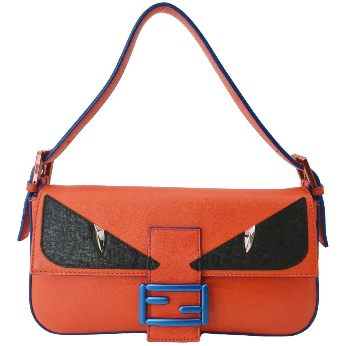 Baguette Leather Bag Monster Orange Eye Pre-owned Crossbody Calfskin FENDI