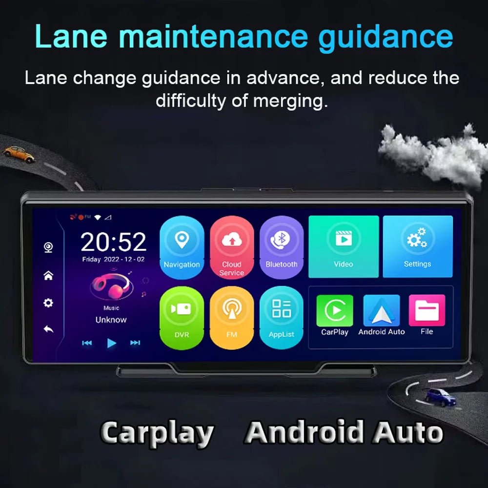 Viewing Dual Lens Car Dash Auto Recorder Global DVR System Recorder Car Cam Positioning Car 10.26in 170 Degree Video Navigation Angle Night Multi-language Wide