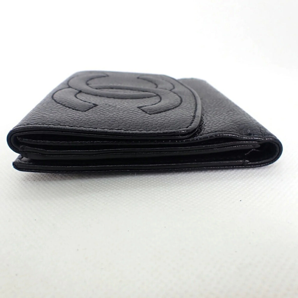 wallet Chanel black Pre-Owned skin CHANEL (Good) trifold caviar