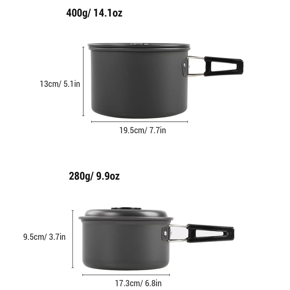 Pan Non-Stick Lixada with Camping Kettle Pot Mess Set Kit Backpacking Cookware Hiking
