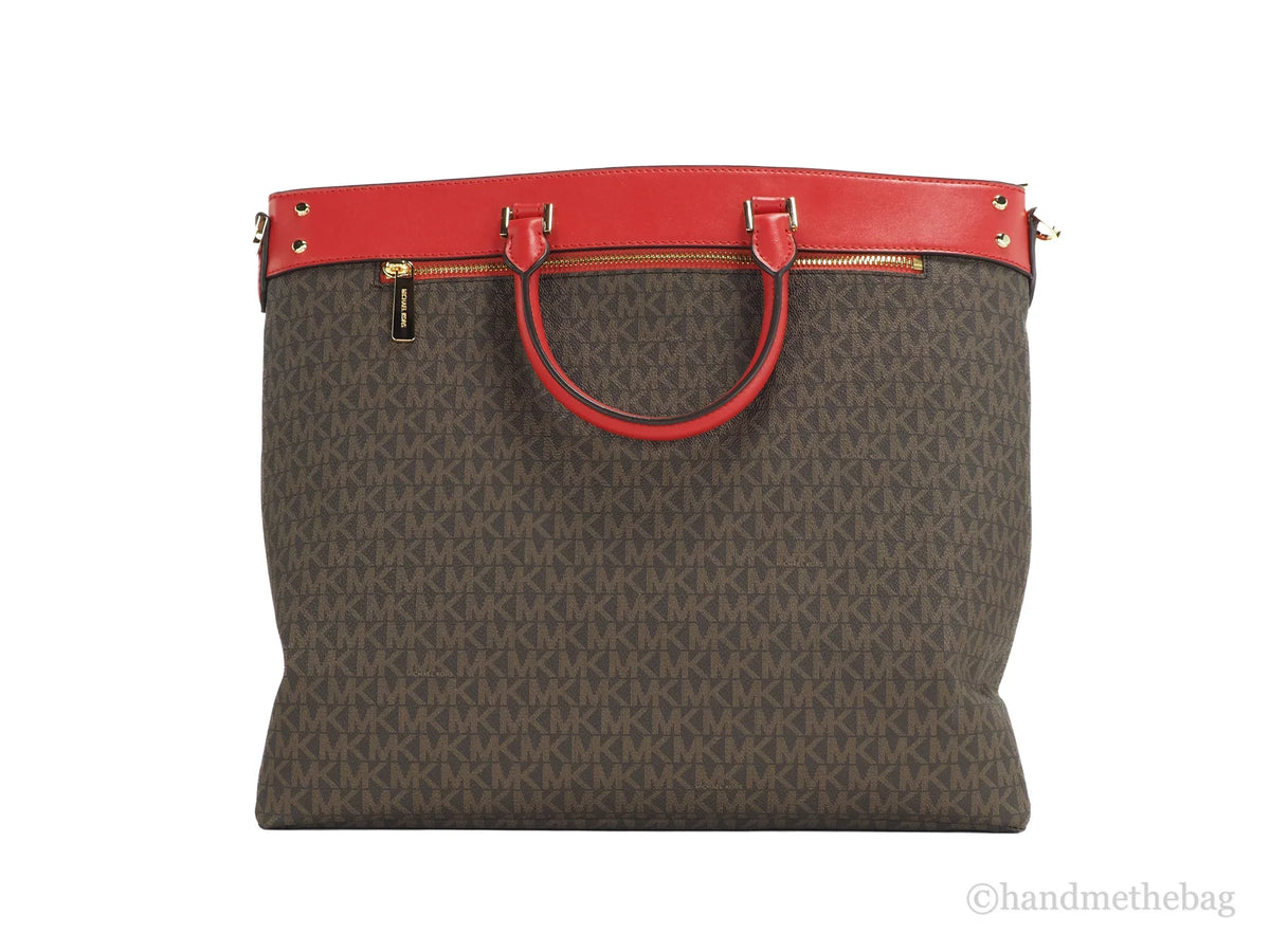Zip Tote Handbag Kors Signature Michael Large Travel Pvc Top South Flame North