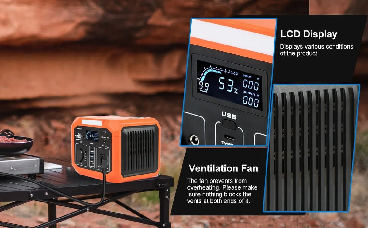 110V Travel Lithium Emergenc Station for with Outdoor (500W Surge),299.5Wh/83200mAh and Outlet Generator Battery Portable EXCITED AC and Wireless Camping,RV Charger,Solar Power WORK 350W Home Backup