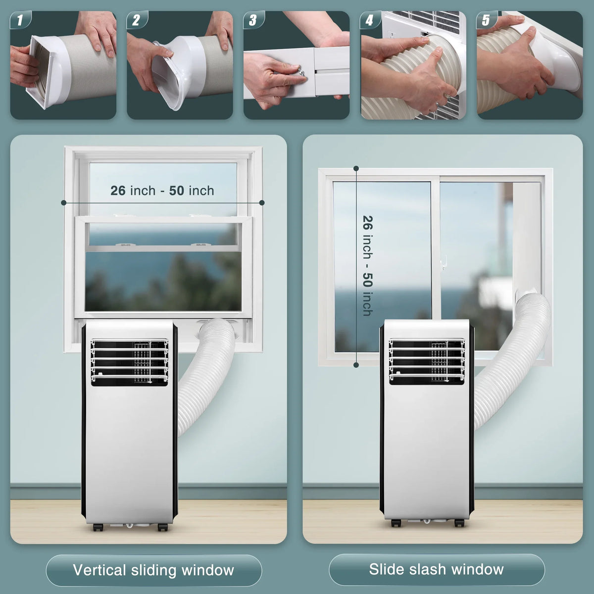 (10,000 KISSAIR 6,000 Conditioner, BTU BTU Fan, Dehumidifier, Timer ASHARE) 24-Hour Portable 1 Air AC with in 3