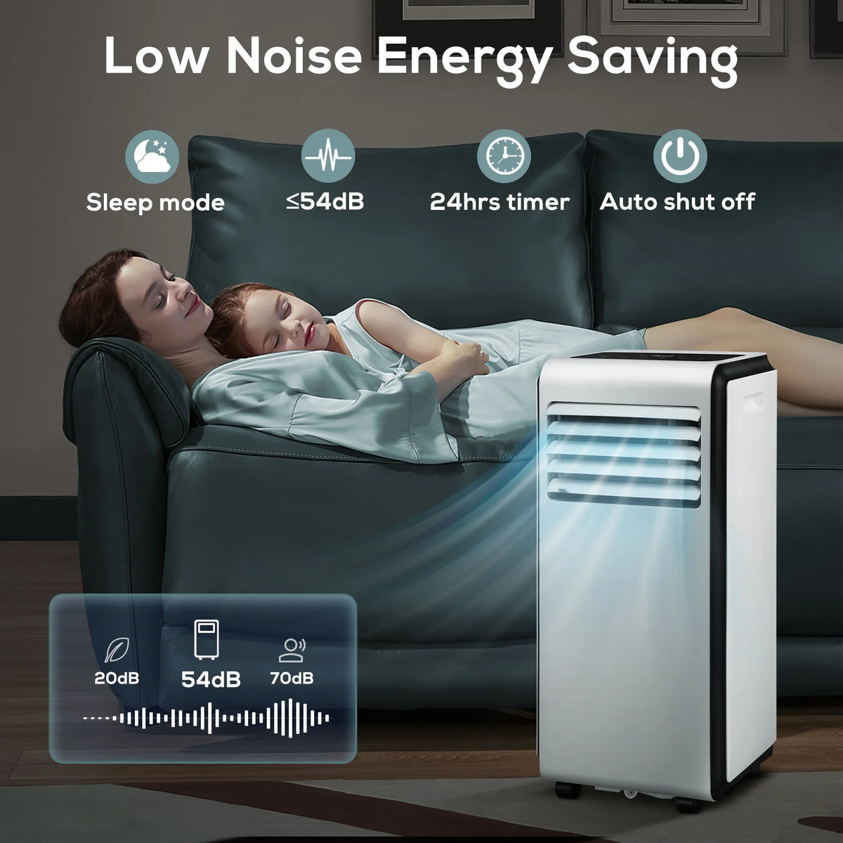 (10,000 KISSAIR 6,000 Conditioner, BTU BTU Fan, Dehumidifier, Timer ASHARE) 24-Hour Portable 1 Air AC with in 3