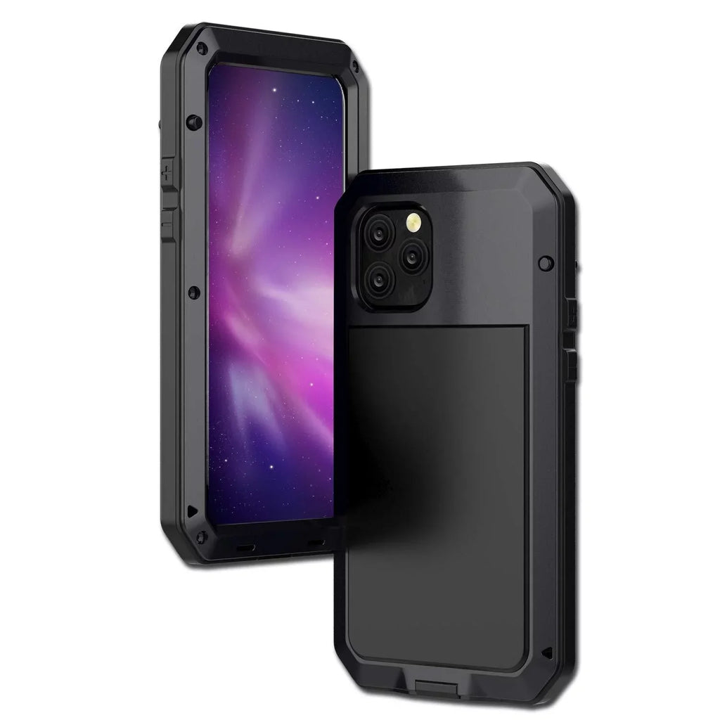 Travel Pro Protection, Shockproof Heavy iPhone 15 Resistant and Glass Military Duty Rugged (Black) Gorilla Outdoor Metal Aluminum Grade Scratch Case