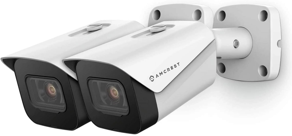 Recording, 2.8mm 4K (8MP) 131ft (2PACK-IP8M-2496EW) Amcrest Camera, POE 2-Pack Bullet 3840x2160, MicroSD NightVision, Weatherproof, IP67 Lens, White IP UltraHD