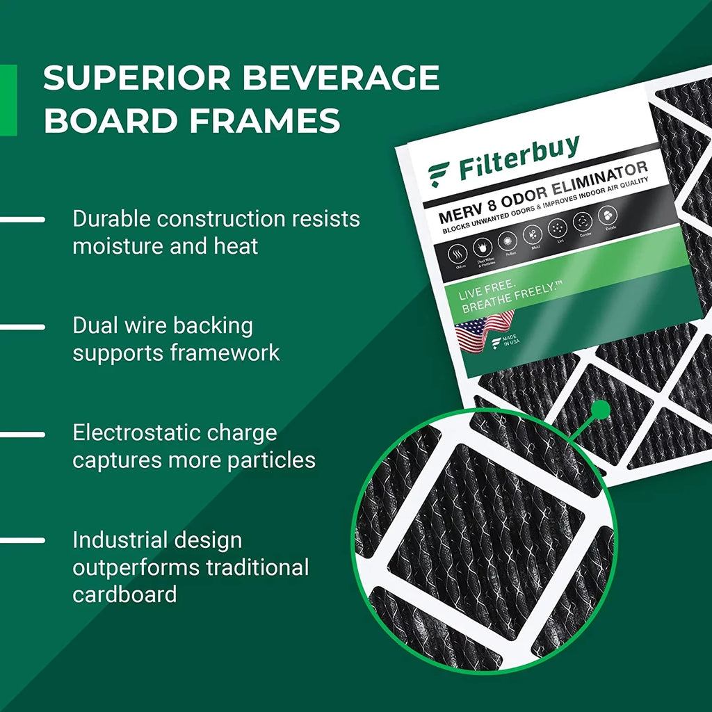 Furnace Pleated MERV HVAC AC Odor Eliminator Air 8 Carbon (5-Pack) 16x25x1 Filters with Activated Filterbuy