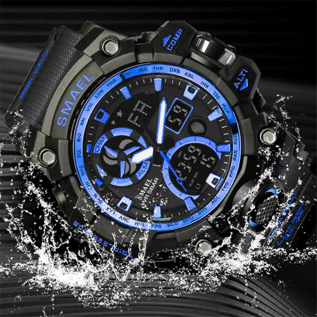 Watches LED Sports Digital Quartz with Alarm Military Men's Display Backlight Dual Analog Watch