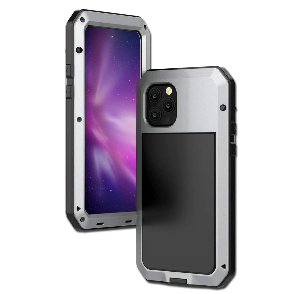 Heavy Resistant Scratch (Silver) Duty iPhone Outdoor Military Protection, Metal Aluminum and 13 Glass Grade Case Travel Rugged Shockproof Gorilla